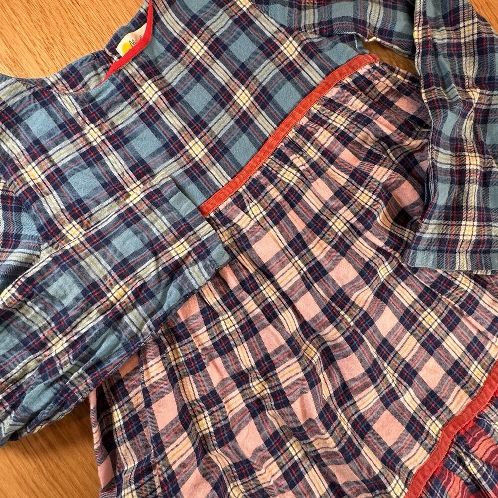 Mini Boden Girls 9-10Y Tartan Hotchpot Plaid Tiered Twirly Dress Cotton